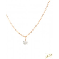 Gargantilla en oro rojo con 1 diamante perforado