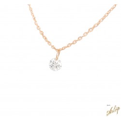 Gargantilla en oro rojo con 1 diamante perforado