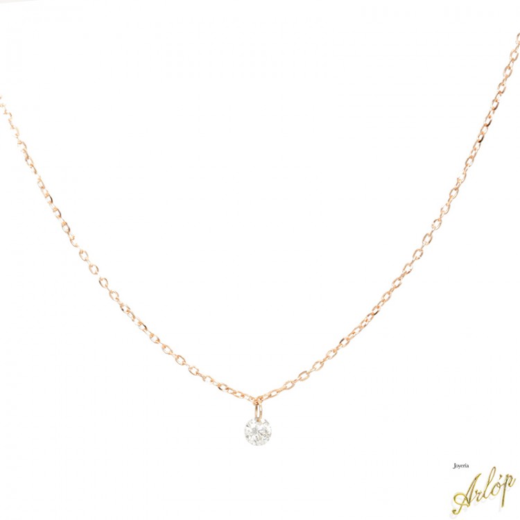 Gargantilla en oro rojo con 1 diamante perforado