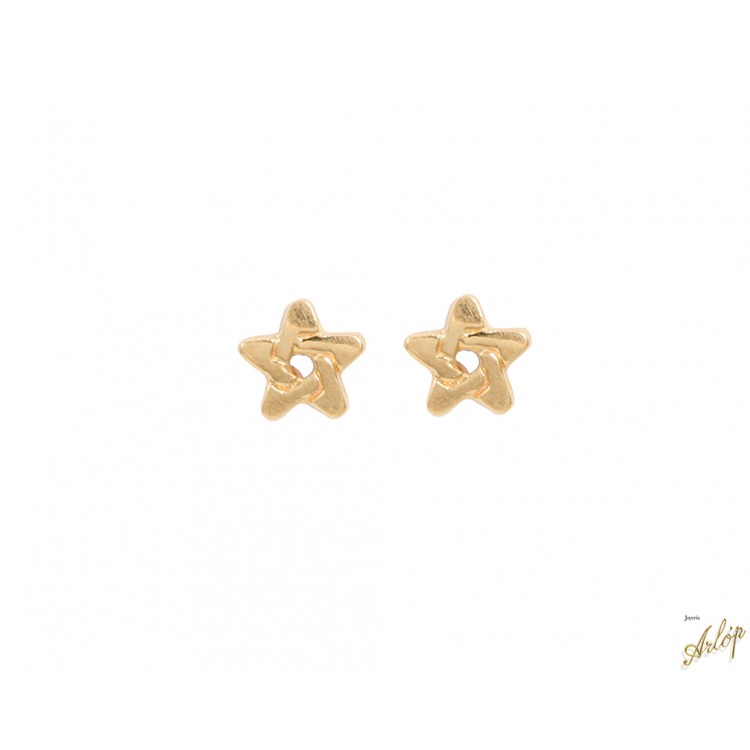 Topos  estrella cinco puntas entrelazadas en oro amarillo de 18 kt.