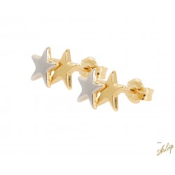 Topos con 2 estrellas cinco puntas irregulares en oro blanco y oro amarillo de 18 kts.