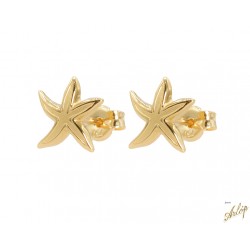 Topos estrella de mar, puntas irregulares en oro amarillo de 18 kts.