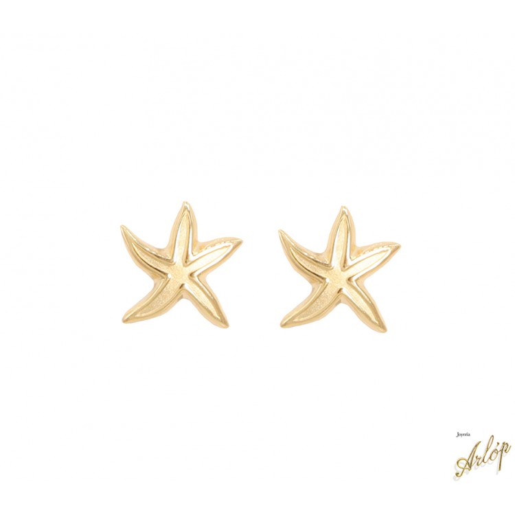 Topos estrella de mar, puntas irregulares en oro amarillo de 18 kts.