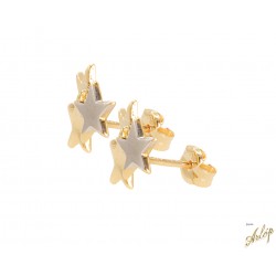 Topos 3 estrellas con cinco puntas irregulares en oro amarillo y blanco de 18 kts.