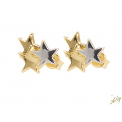Topos 3 estrellas con cinco puntas irregulares en oro amarillo y blanco de 18 kts.