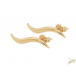 Aretes tipo ear cuff onda alargada en oro amarillo de 18 Kts.