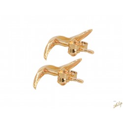 Aretes tipo ear cuff onda alargada en oro amarillo de 18 Kts.