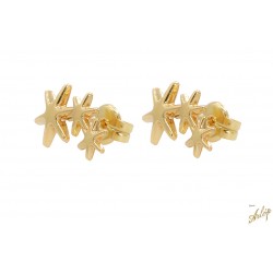 Aretes 3 estrellas 6 puntas, en disminución, tipo ear climber en oro amarillo de 18 kts.